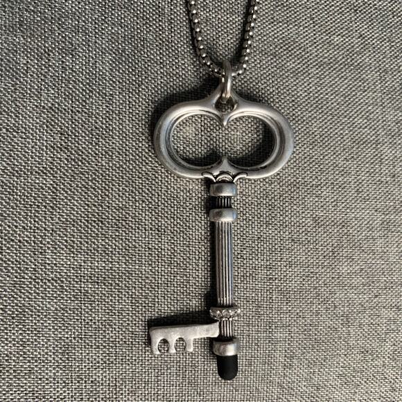 Chicos Necklace Stylus Tip Antique Silver Tone Adjustable Chain NOSZ SP21-21 NWT - Picture 3 of 6